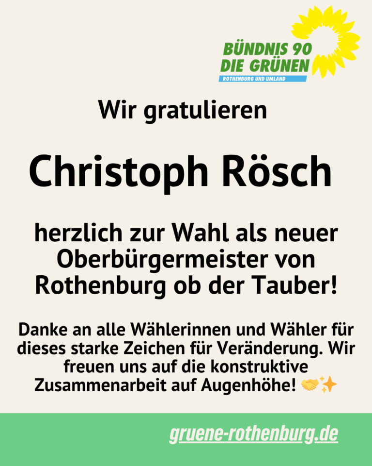 Glückwunsch zum Wahlsieg: Ein neuer Stil für Rothenburg!