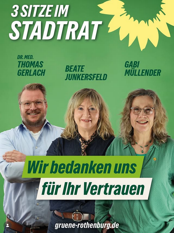 Wir bedanken uns für Ihr Vertrauen – 3 Sitze im Stadtrat Rothenburg